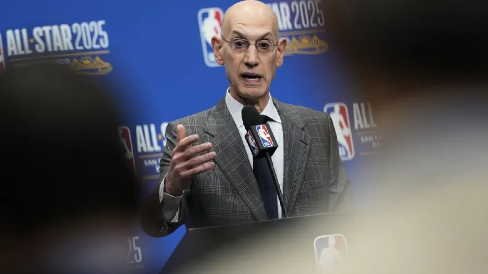 NBA commissioner Adam Silver during league media appearance, horizontal 16:9