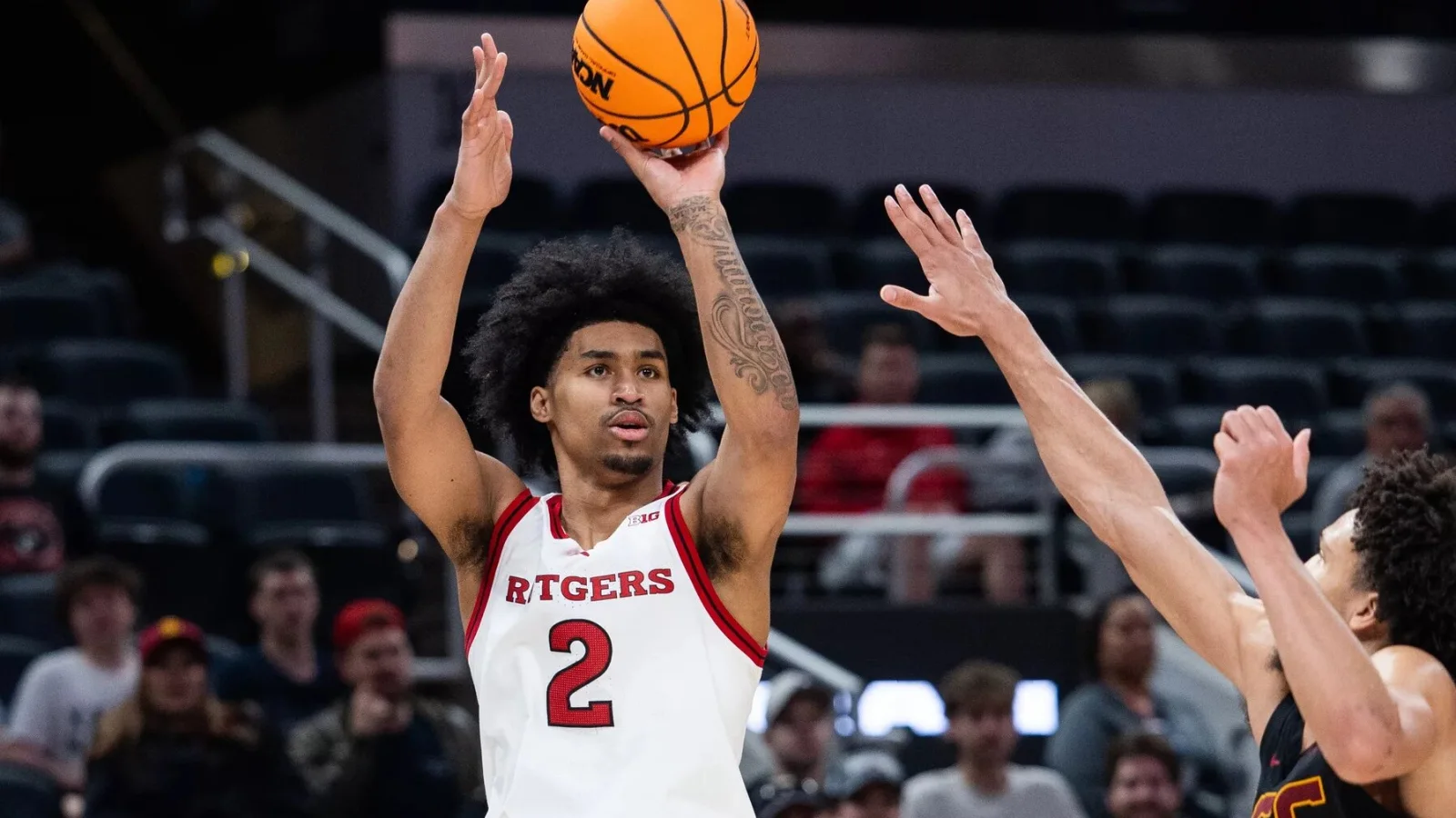 Dylan Harper pre-draft game action with lead-guard profile context, horizontal 16:9