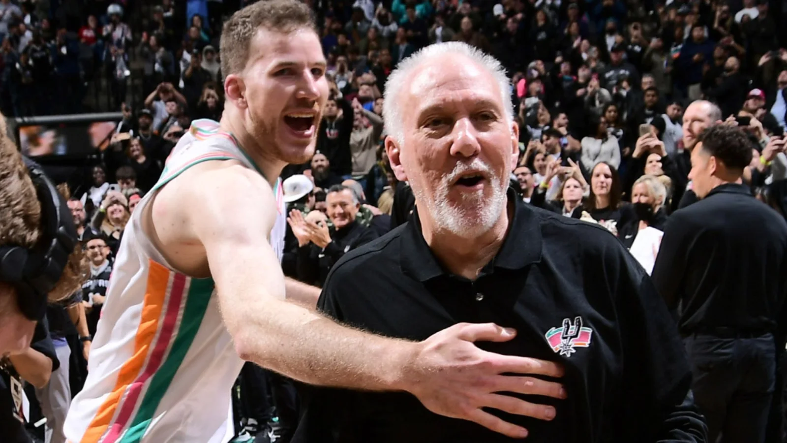 Gregg Popovich in San Antonio Spurs context, mentoring role behind the scenes, horizontal 16:9