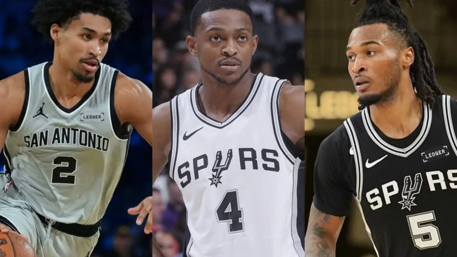 San Antonio Spurs guards De’Aaron Fox, Stephon Castle and Dylan Harper “Band Bros” context, horizontal 16:9