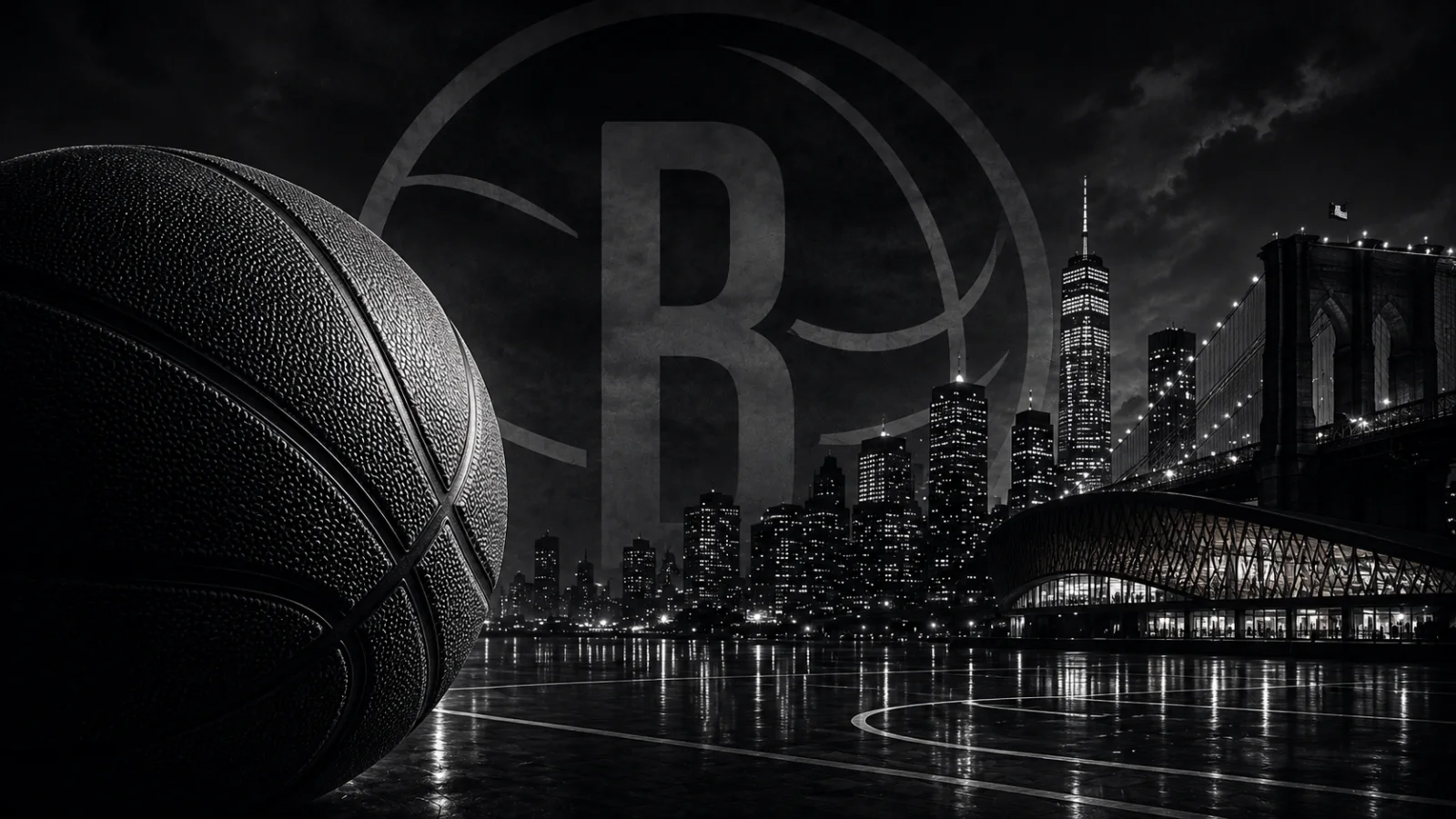 Brooklyn Nets team cover featuring the Nets logo and Brooklyn city background