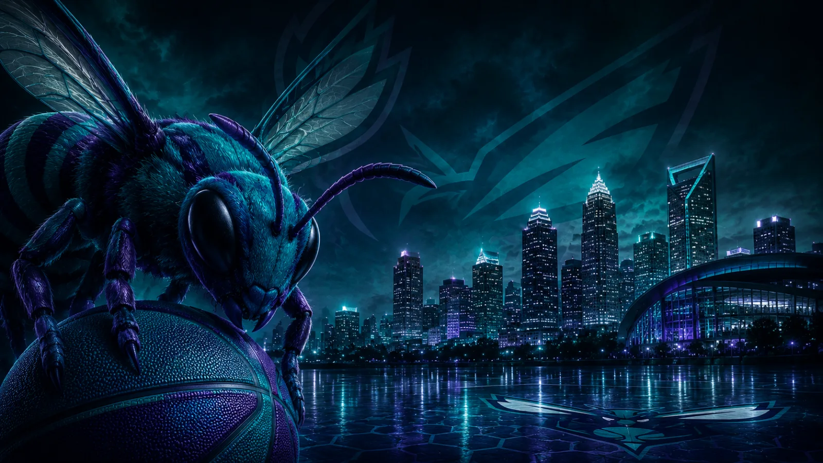 Charlotte Hornets team cover featuring the Hornets logo and Charlotte skyline