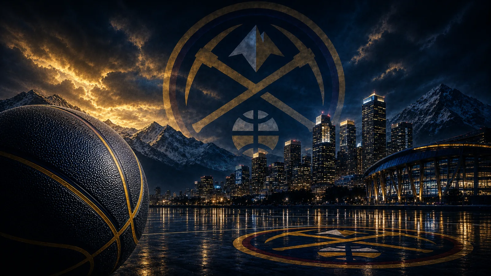 Denver Nuggets team cover featuring the Nuggets logo and Denver mountain skyline