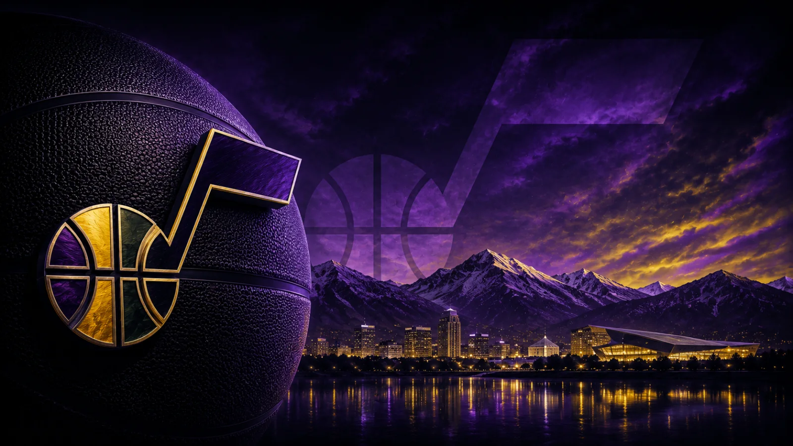 Utah Jazz team cover featuring the Jazz logo and Salt Lake City mountain skyline