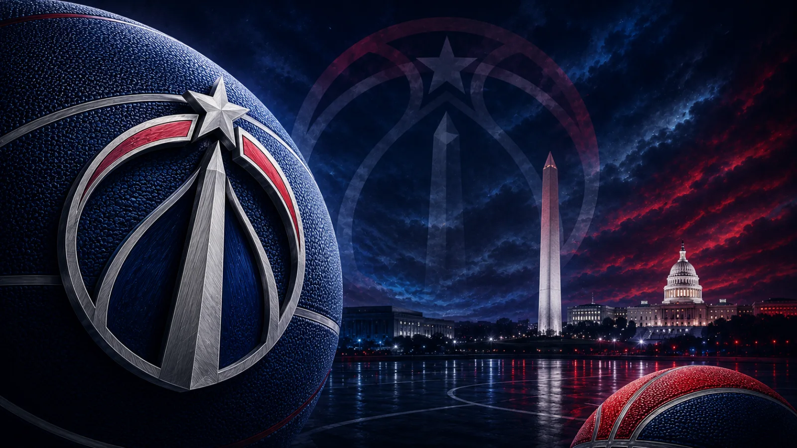 Washington Wizards team cover featuring the Wizards logo and Washington D.C. skyline