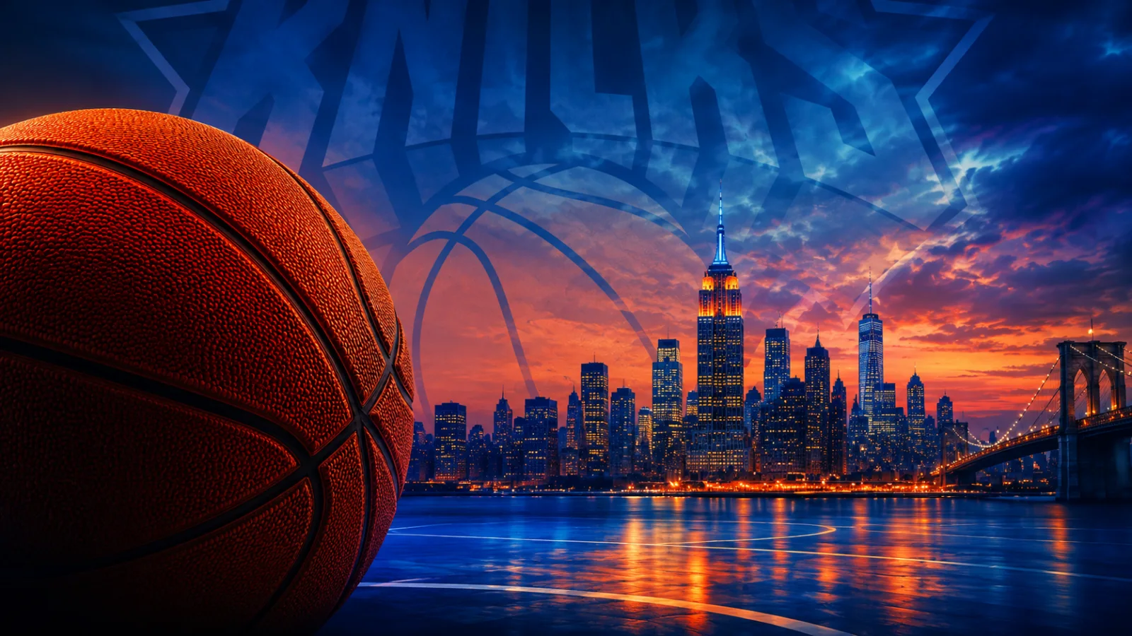 New York Knicks team cover featuring the Knicks logo and New York City skyline