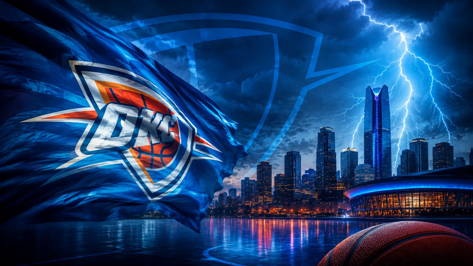 Oklahoma City Thunder team cover featuring the Thunder logo and Oklahoma City skyline