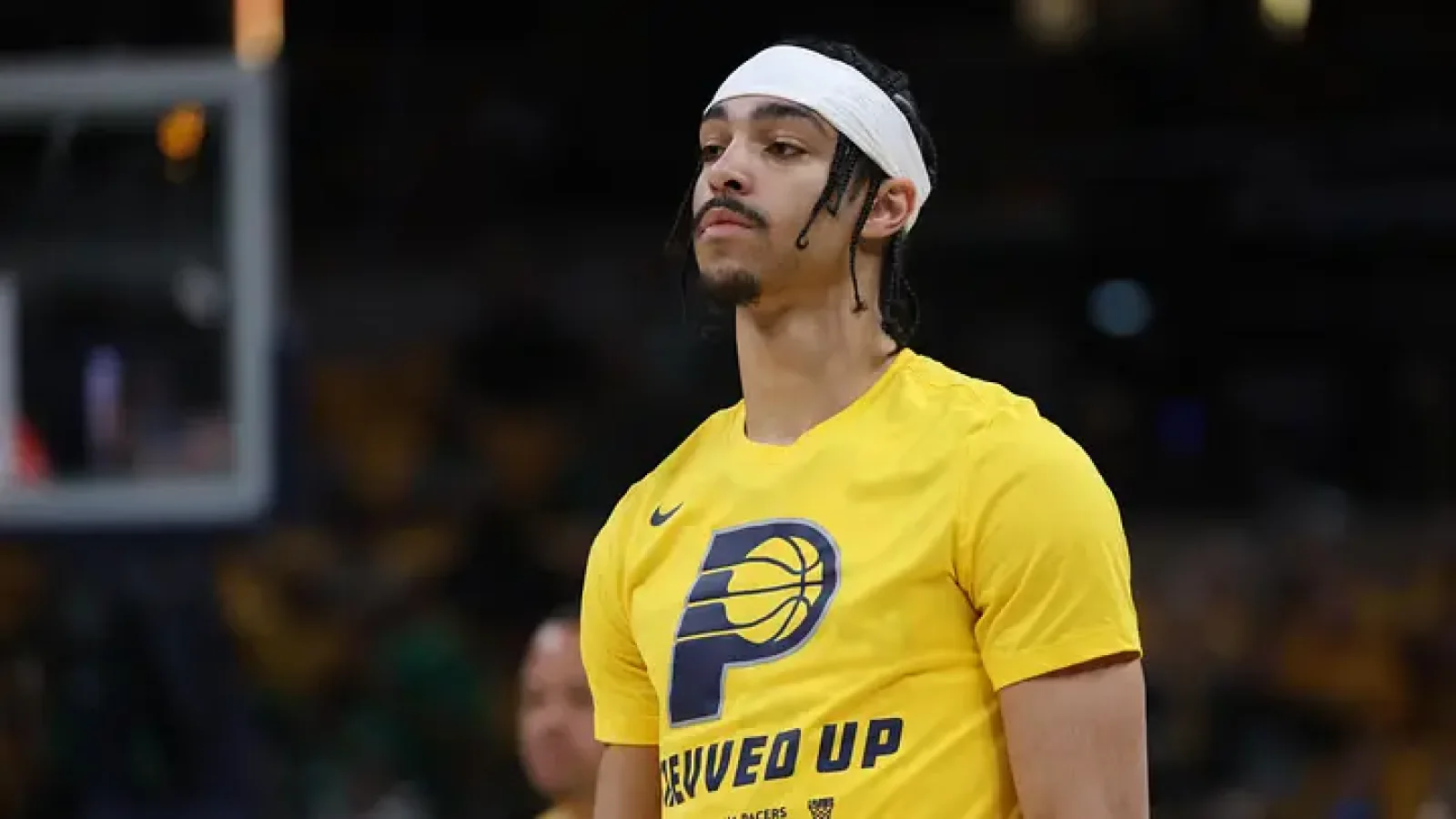 Indiana Pacers and Andrew Nembhard championship-ceiling quote context, horizontal 16:9