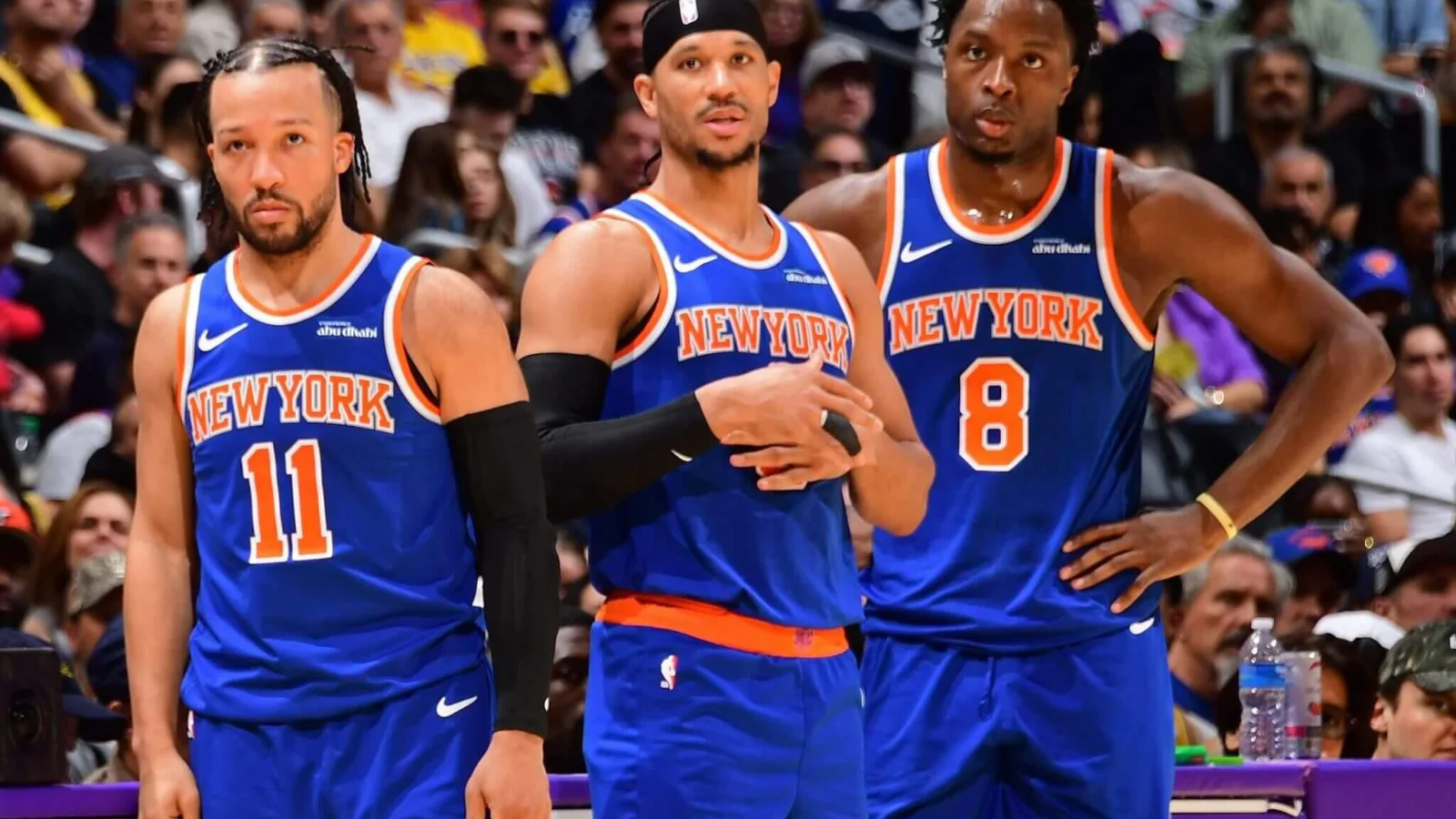 Karl-Anthony Towns during a Knicks game, used for a story on New York's 12-game playoff winning streak