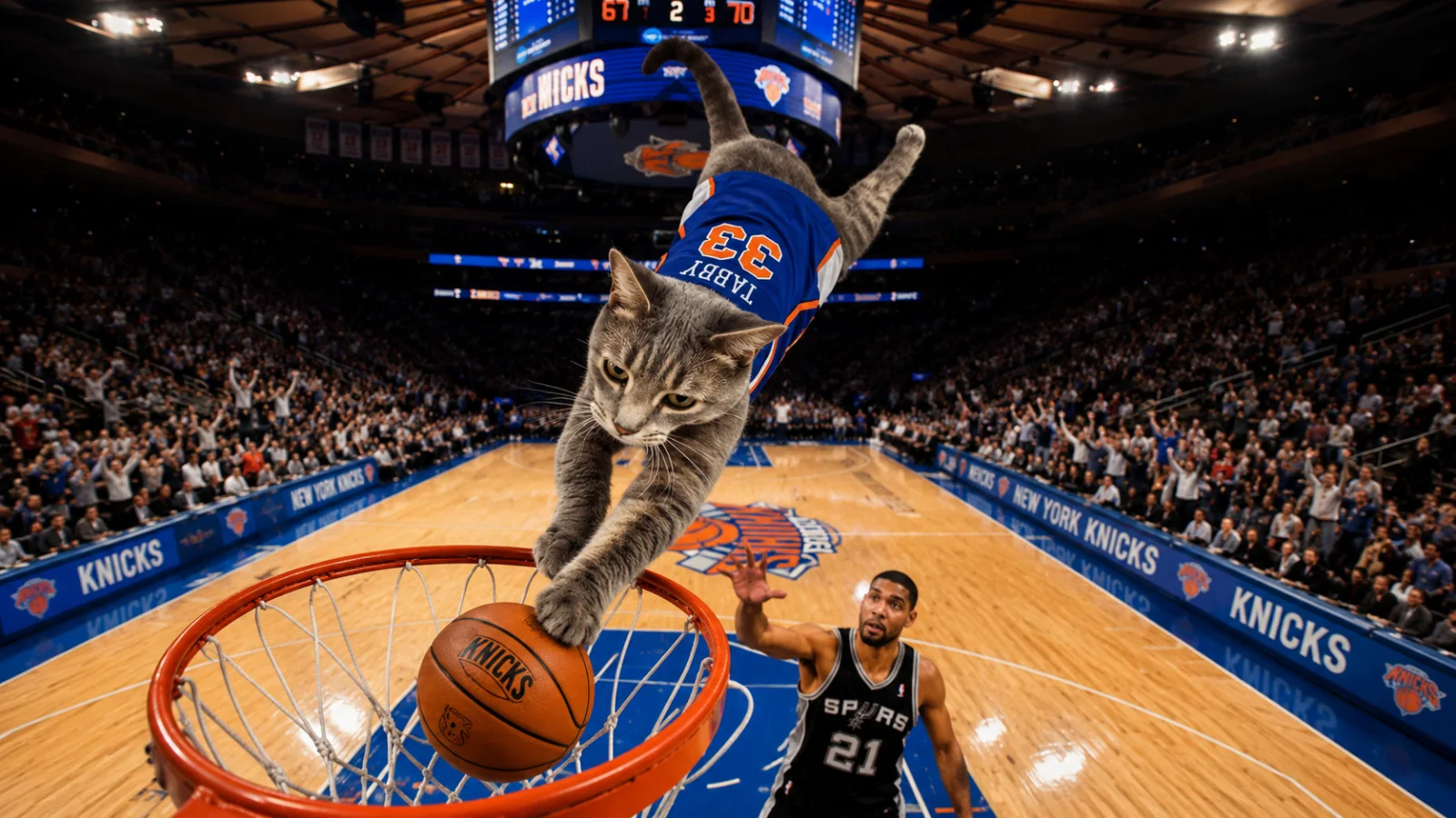 Madison Square Garden exterior as Knicks forward OG Anunoby promotes NYC shelter-cat adoption