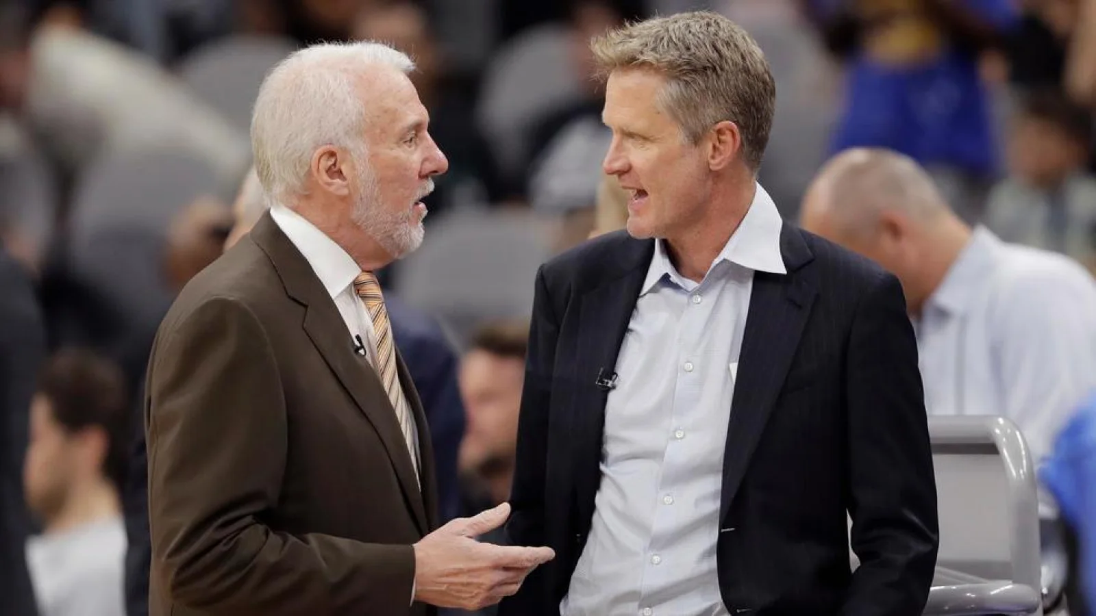 Steve Kerr coaching the Golden State Warriors as he reflects on Gregg Popovich and retirement