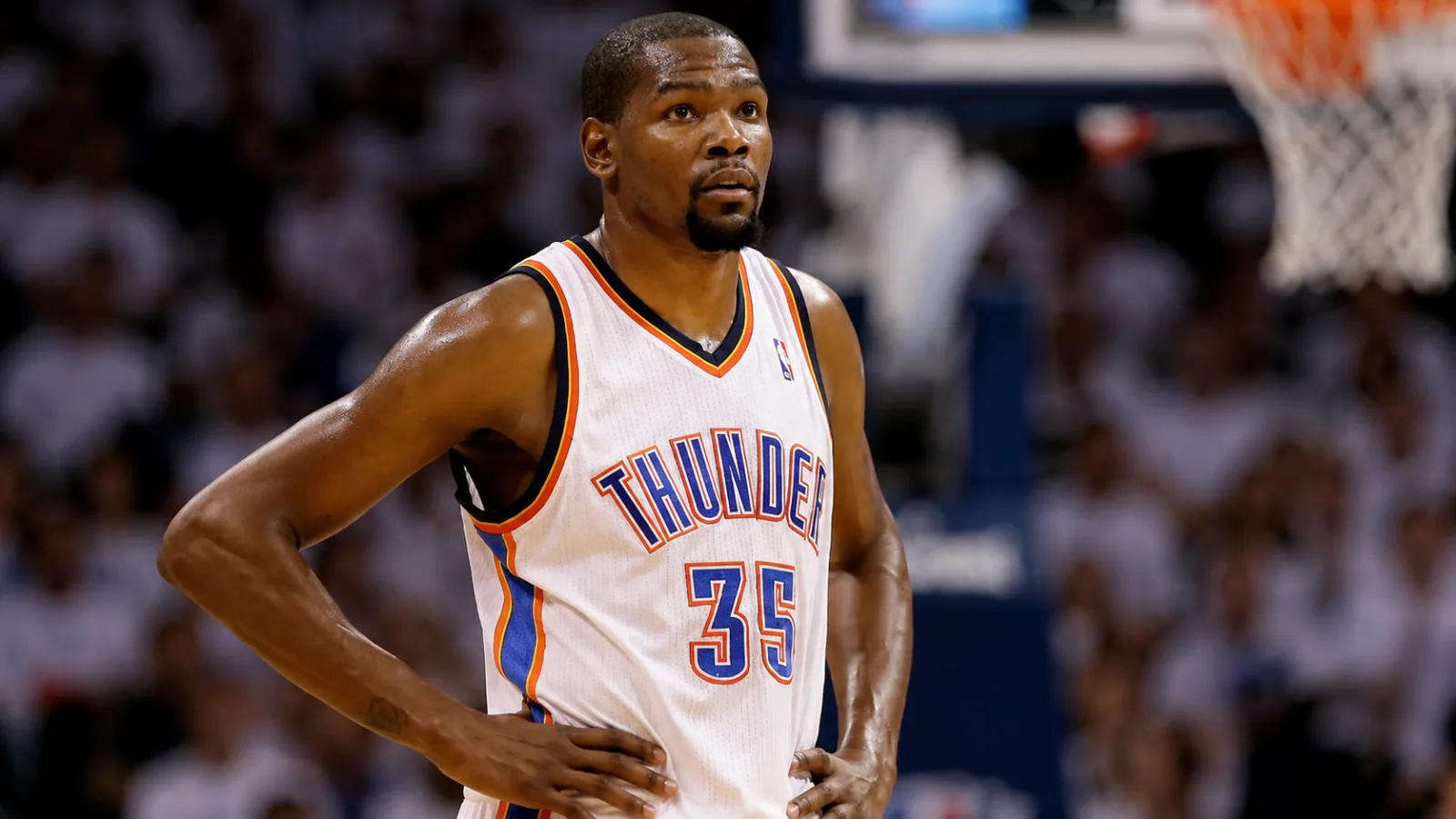Kevin Durant during an NBA game, used for his comments on leaving Oklahoma City for Golden State