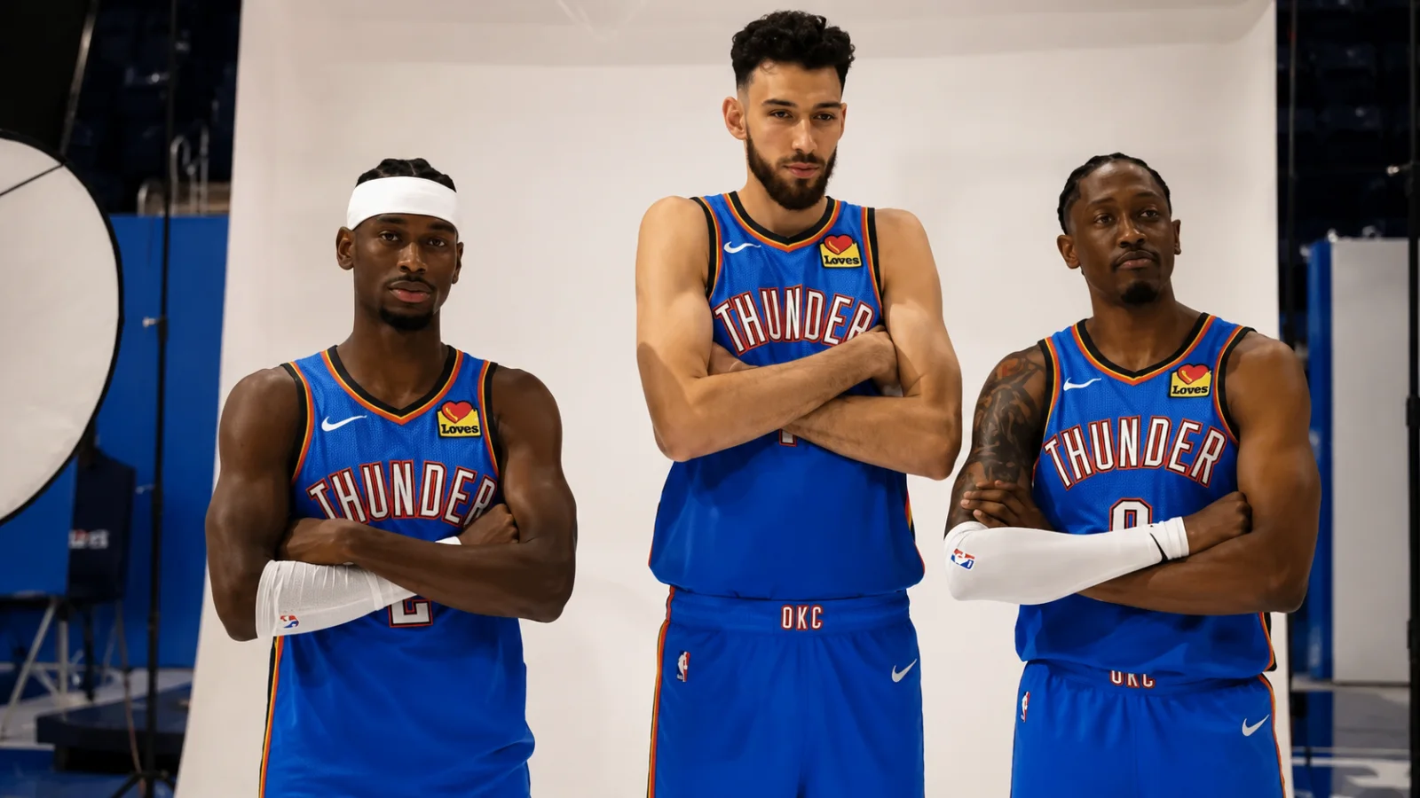 Oklahoma City Thunder players during NBA game action after the Paul George trade tree was finalized