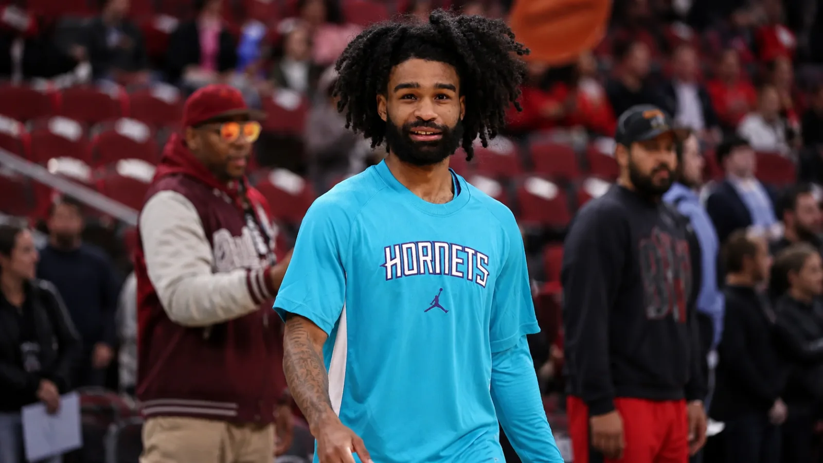 NBA guard handling the ball during game action as Coby White takes a larger Hornets role