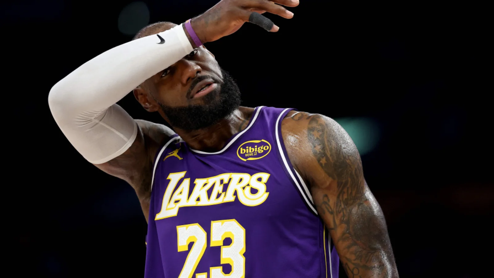 LeBron James playing for the Los Angeles Lakers