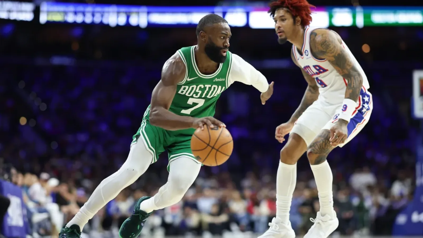 Boston Celtics player during an NBA game after the Jaylen Brown trade