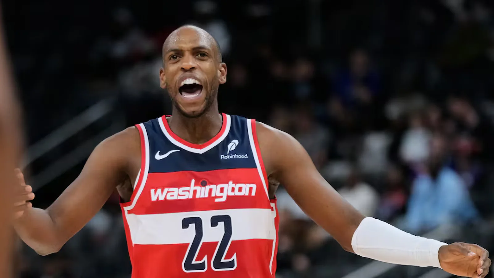 Milwaukee Bucks players during an NBA game before Khris Middleton's Wizards sign-and-trade