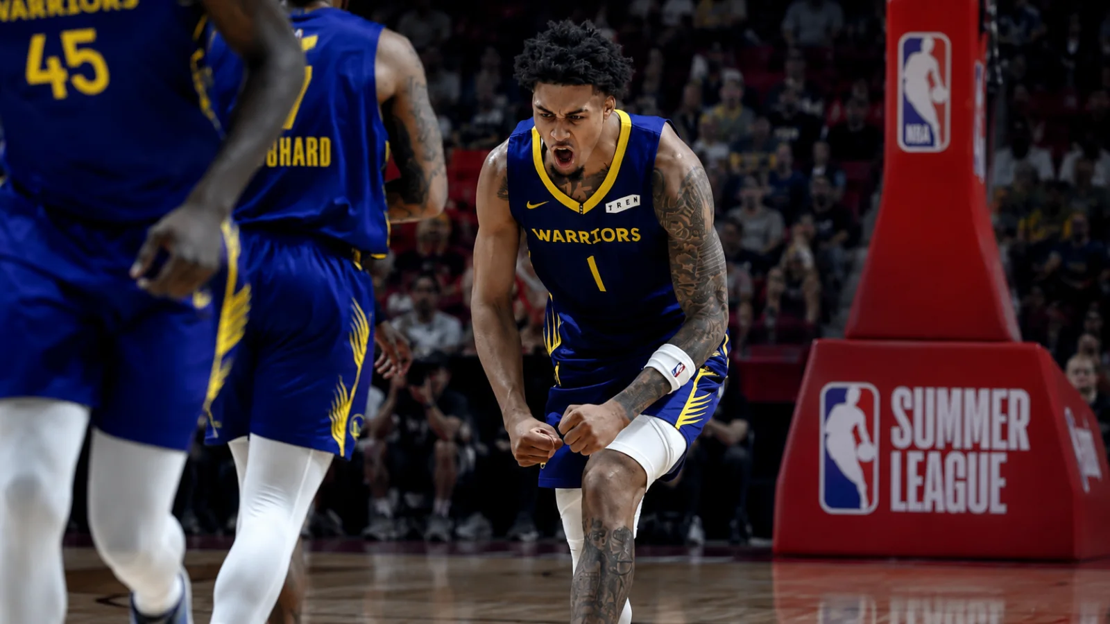 Golden State Warriors sideline during NBA game action
