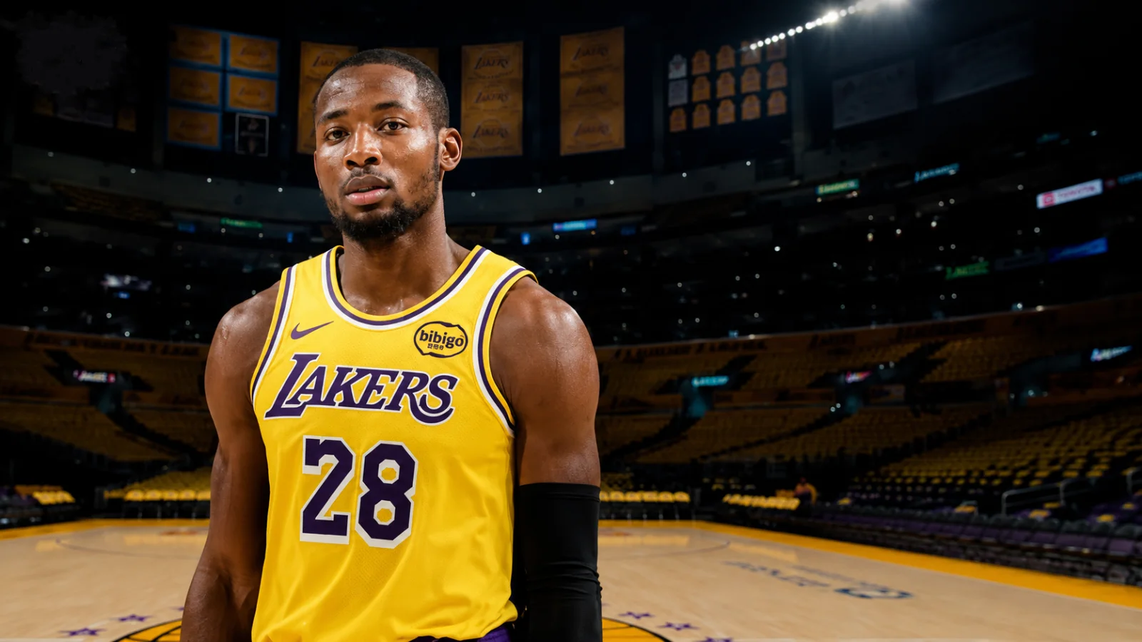 Los Angeles Lakers players during an NBA game