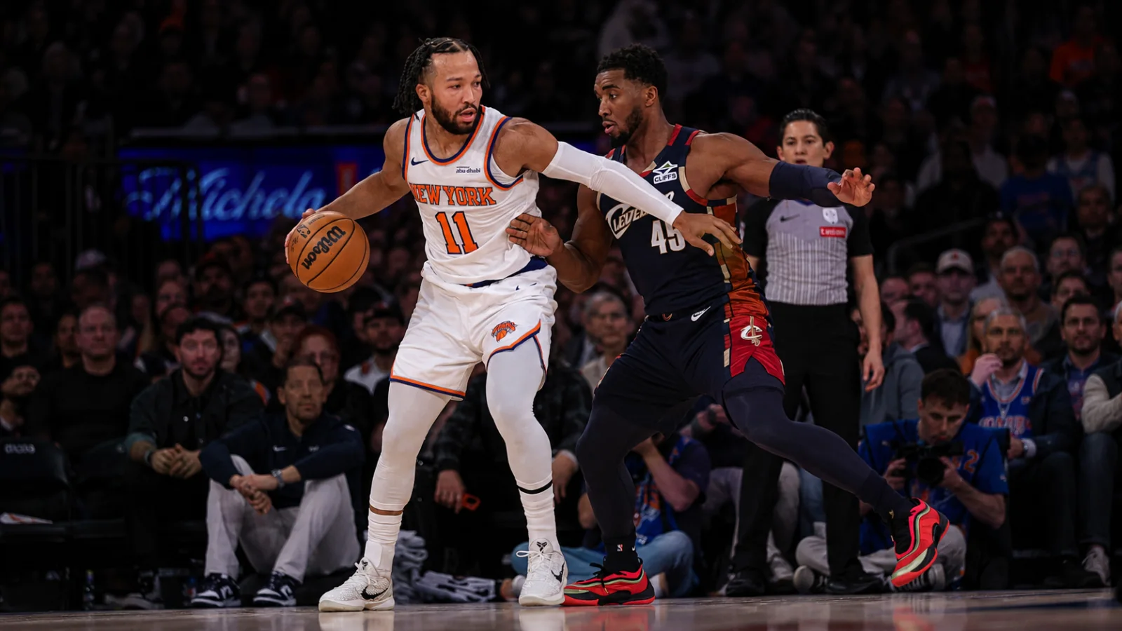 New York Knicks players during an NBA game