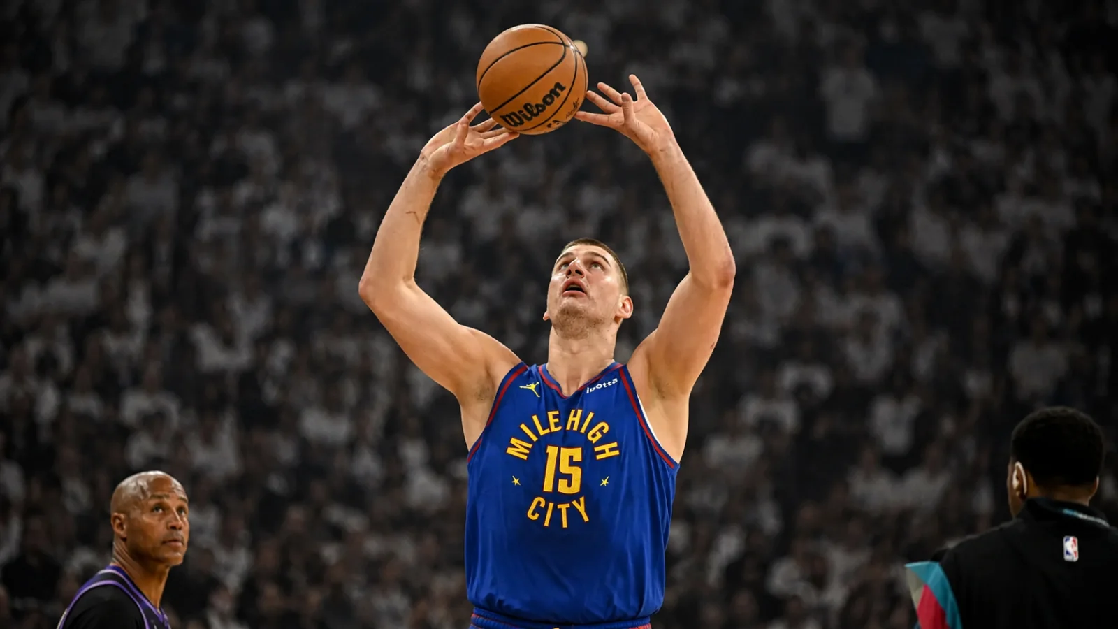 Nikola Jokic playing for the Denver Nuggets