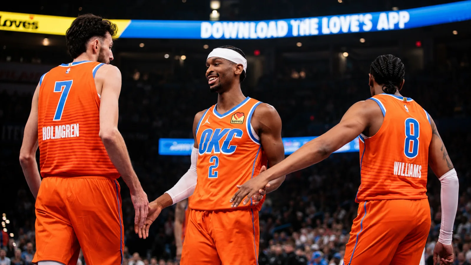Oklahoma City Thunder players during an NBA game